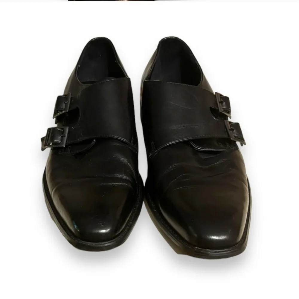 STEVE MADDEN P-Lyfe Black Leather Double Monk Strap Dress Shoes